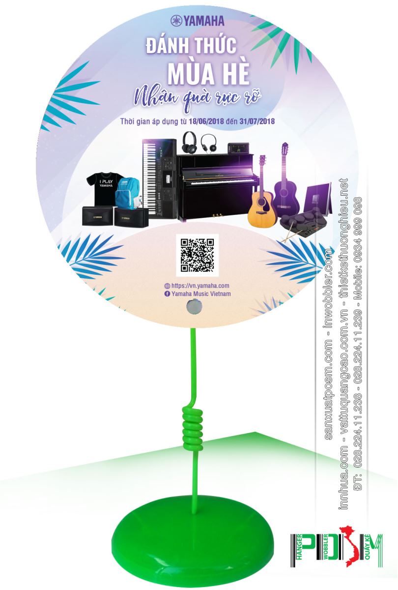 Thiết kế wobbler để bàn, wobbler đế nhựa đàn YAMAHA